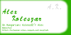 alex koleszar business card